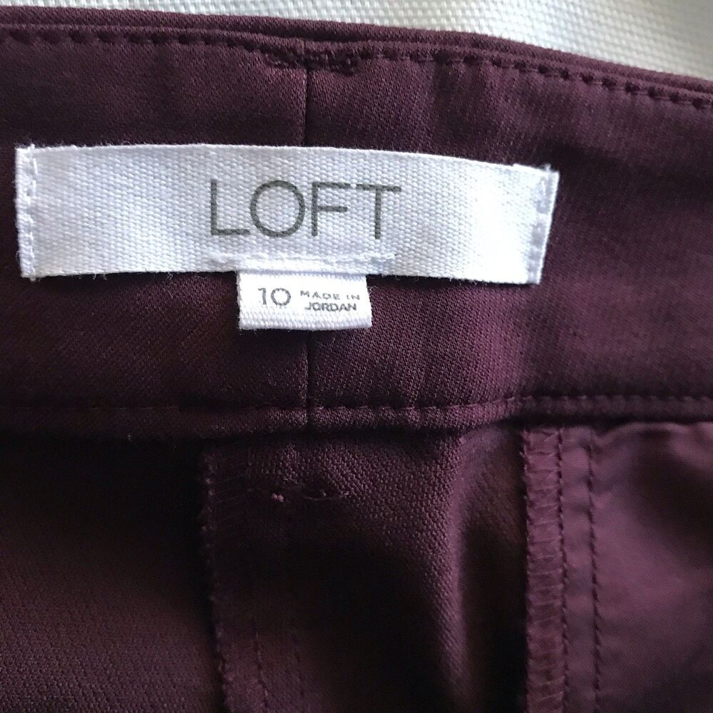 LOFT Purple Plum Sutton Skinny Stretch Cotton Career Dress Pants Womens 10 - Picture 10 of 10